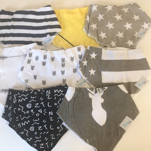 Bandanas baby cotton bibs pack of 8 - Picture 3 of 4